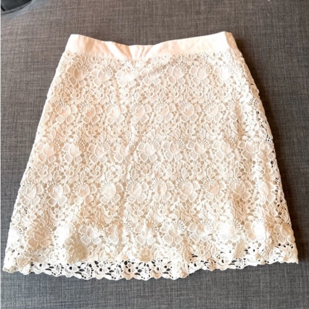 Ann Taylor LOFT Pencil Skirt, Creme BEAUTIFUL lacework